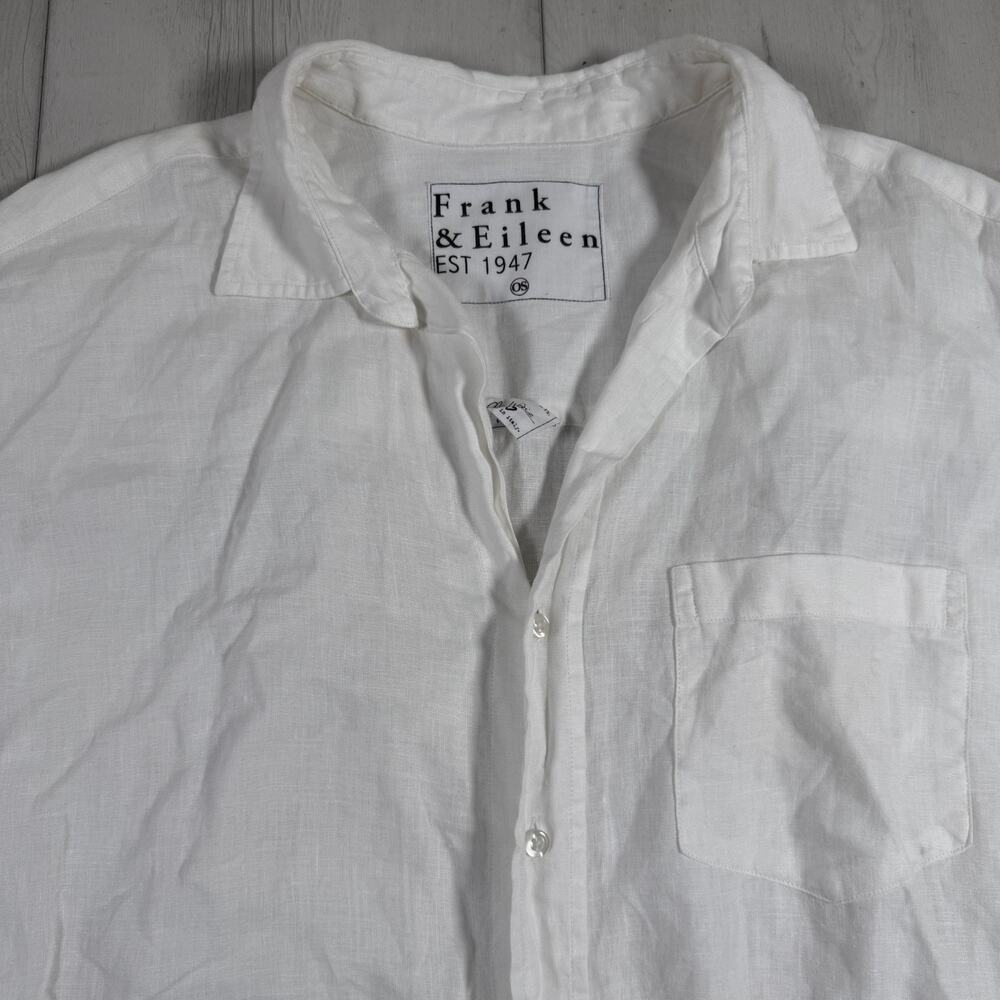 Frank & Eileen White 100% Linen Oversized Long Sleeve Shirt OS Mackenzie - Picture 2 of 10